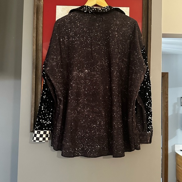 Black & White Checkered Patchwork Shacket - Picture 2 of 2